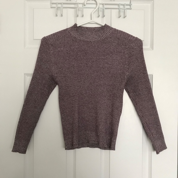 FOREVER 21 Ribbed Crew Neck Top S Fit Purple Mauve Long Sleeve - Picture 2 of 4